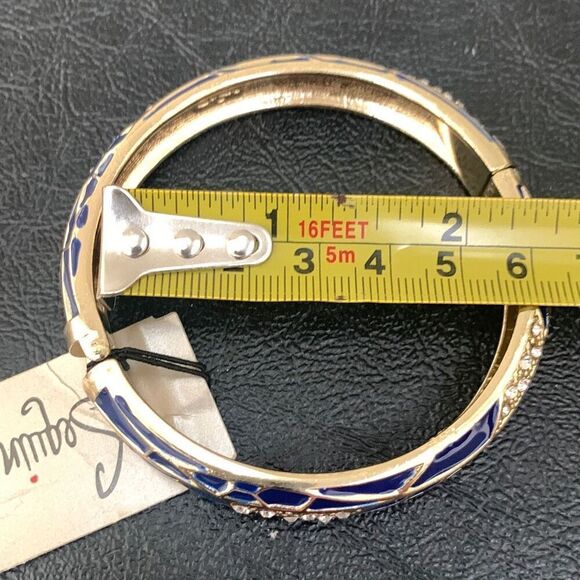 Set of 2 Sequin NYC Crystal Bangle Bracelets – Navy & Silver – Hinged Pair - Picture 8 of 10